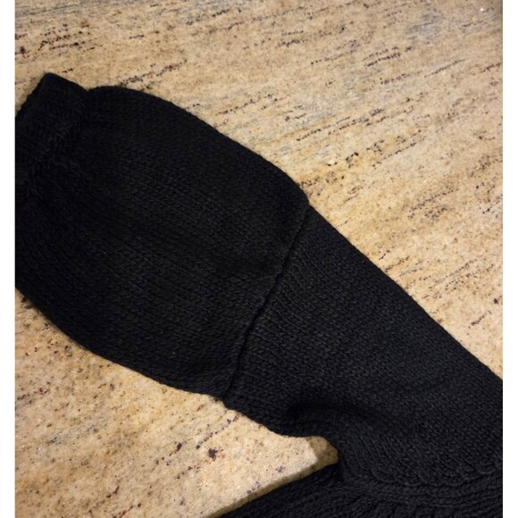 W D NY Women's Size M  Black Belted Sweater Wool Blend Cute Goth Retro 80's Look - Picture 12 of 14